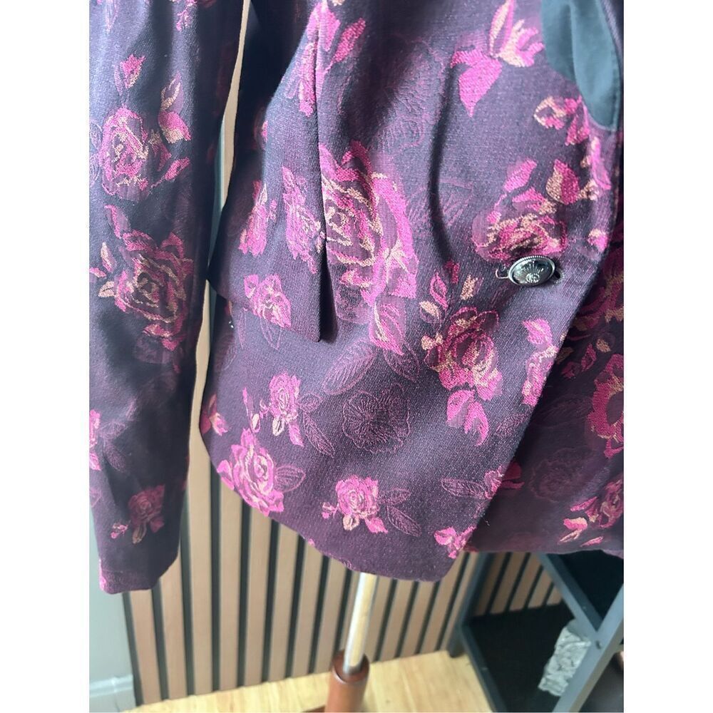 White House black market stylish colorful blazer w roses color red size 12 flora - Picture 2 of 8